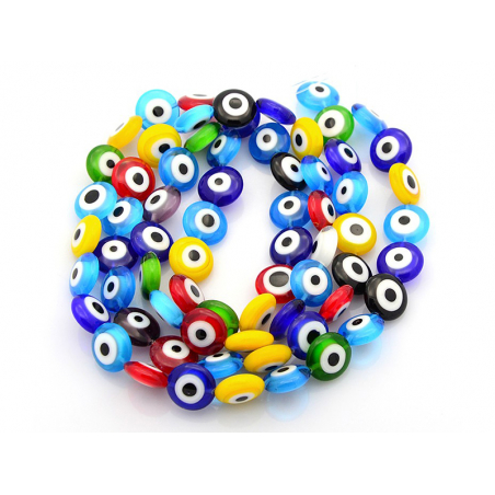 Acheter 20 perles rondes en verre - œil porte bonheur - multicolore - 12 mm - 7,99 € en ligne sur La Petite Epicerie - Loisir...