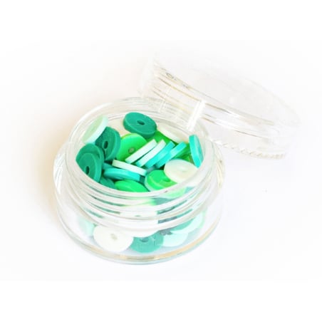 Acheter Boite de perles rondelles heishi 6 mm - assortiment vert - 2,59 € en ligne sur La Petite Epicerie - Loisirs créatifs