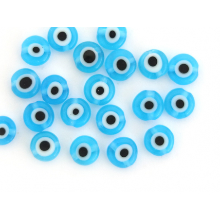 Acheter 20 perles rondes en verre - œil porte bonheur - bleu turquoise - 6 mm - 1,39 € en ligne sur La Petite Epicerie - Lois...