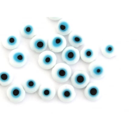 Acheter 20 perles rondes en verre - œil porte bonheur - blanc - 6 mm - 1,69 € en ligne sur La Petite Epicerie - Loisirs créatifs