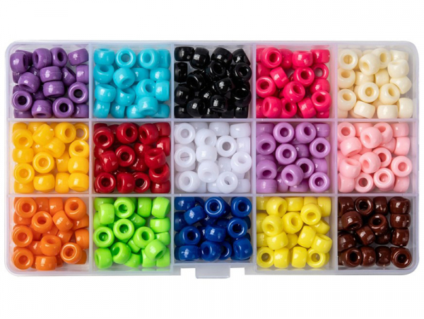 Acheter Boite d'assortiment de perles basiques pour enfants / Pony beads - 15 couleurs - 9,99 € en ligne sur La Petite Epicer...