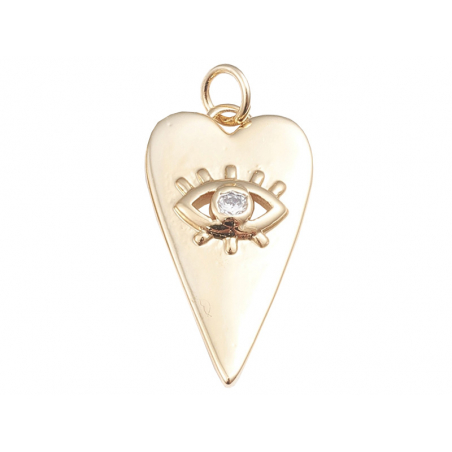 Acheter Breloque dorée à l'or fin 18 K – Coeur allongé avec œil strass blanc - 1,49 € en ligne sur La Petite Epicerie - Loisi...