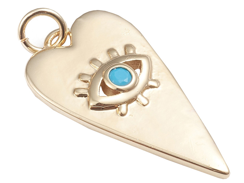Acheter Breloque dorée à l'or fin 18 K – Coeur allongé avec œil strass bleu - 1,49 € en ligne sur La Petite Epicerie - Loisir...