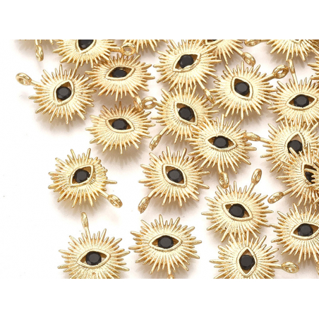 Acheter Breloque dorée à l'or fin 18K – Soleil avec œil strass noir - 1,49 € en ligne sur La Petite Epicerie - Loisirs créatifs