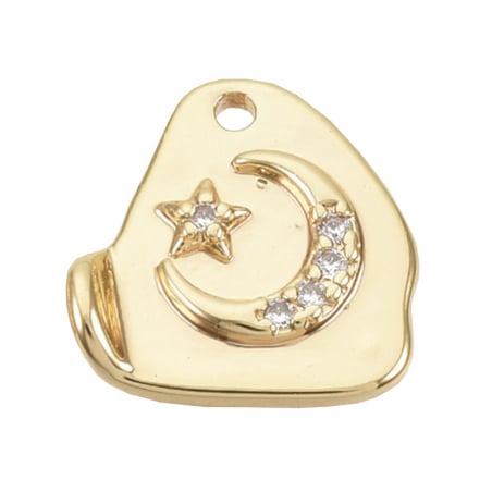 Acheter Breloque dorée à l'or fin 18K – Lune et étoile à strass - 1,29 € en ligne sur La Petite Epicerie - Loisirs créatifs