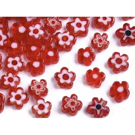 Acheter 20 perles millefiori en verre - fleur rouge - 6 mm - 4,99 € en ligne sur La Petite Epicerie - Loisirs créatifs