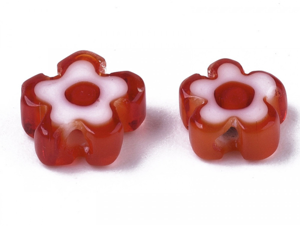Acheter 20 perles millefiori en verre - fleur rouge - 6 mm - 4,99 € en ligne sur La Petite Epicerie - Loisirs créatifs