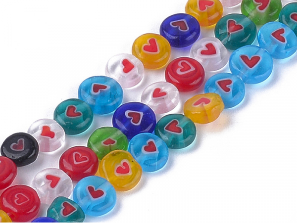 Acheter 20 perles millefiori en verre - rond avec coeur - 6 mm - 2,33 € en ligne sur La Petite Epicerie - Loisirs créatifs