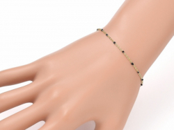 Acheter Bracelet chaînette émaillée à petits points noirs - 18,5 cm - doré à l'or fin 18K - 6,99 € en ligne sur La Petite Epi...