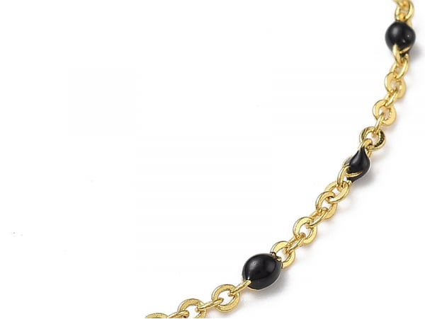 Acheter Bracelet chaînette émaillée à petits points noirs - 18,5 cm - doré à l'or fin 18K - 6,99 € en ligne sur La Petite Epi...