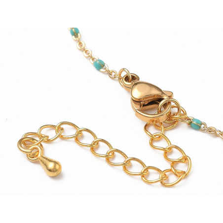 Acheter Bracelet chaînette émaillée à petits points turquoise - 18,5 cm - doré à l'or fin 18K - 6,99 € en ligne sur La Petite...