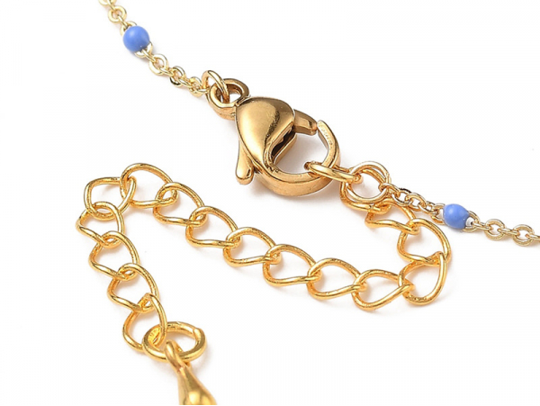 Acheter Bracelet chaînette émaillée à petits points bleuet - 18,5 cm - doré à l'or fin 18K - 6,99 € en ligne sur La Petite Ep...