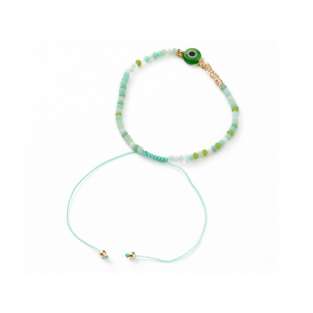 Acheter Bracelet perles œil vert - porte bonheur- - taille ajustable - 6,99 € en ligne sur La Petite Epicerie - Loisirs créatifs