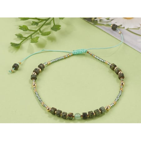 Acheter Bracelet fin - perles de jaspe et aventurine - taille ajustable - 6,99 € en ligne sur La Petite Epicerie - Loisirs cr...
