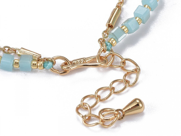 Acheter Bracelet multirangs - tons de bleu - doré à l'or fin 18 K - 6,99 € en ligne sur La Petite Epicerie - Loisirs créatifs