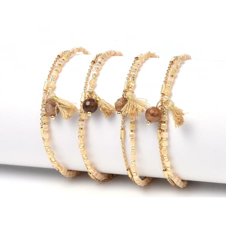 Acheter Bracelet multirangs - tons de beige - doré à l'or fin 18 K - 6,99 € en ligne sur La Petite Epicerie - Loisirs créatifs