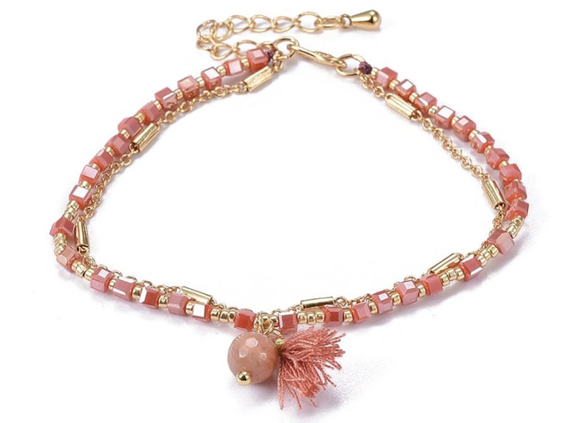 Acheter Bracelet multirangs - tons de rose corail - doré à l'or fin 18 K - 6,99 € en ligne sur La Petite Epicerie - Loisirs c...
