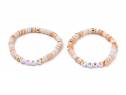Acheter Bracelet Love en perles heishi - beige - 6,99 € en ligne sur La Petite Epicerie - Loisirs créatifs