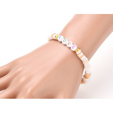 Acheter Bracelet Love en perles heishi - beige - 6,99 € en ligne sur La Petite Epicerie - Loisirs créatifs