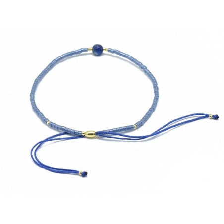 Acheter Bracelet en perles miyuki et lapis lazuli naturel - ajustable - 6,99 € en ligne sur La Petite Epicerie - Loisirs créa...