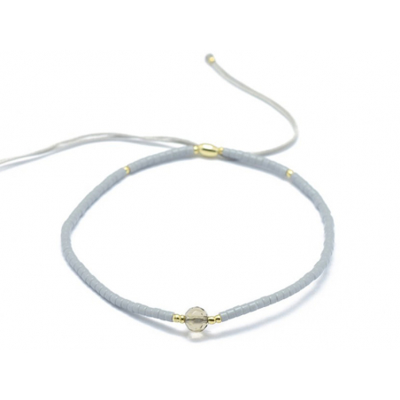 Acheter Bracelet en perles miyuki et quartz naturel - gris - ajustable - 6,99 € en ligne sur La Petite Epicerie - Loisirs cré...