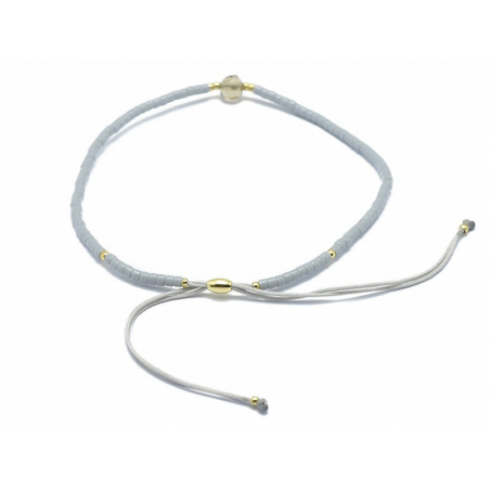 Acheter Bracelet en perles miyuki et quartz naturel - gris - ajustable - 6,99 € en ligne sur La Petite Epicerie - Loisirs cré...