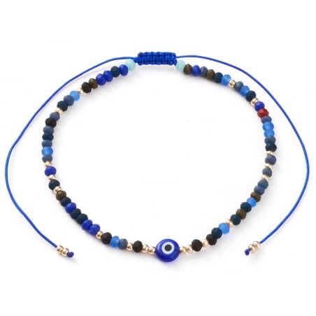 Acheter Bracelet perles œil bleu - porte bonheur - taille ajustable - 6,99 € en ligne sur La Petite Epicerie - Loisirs créatifs