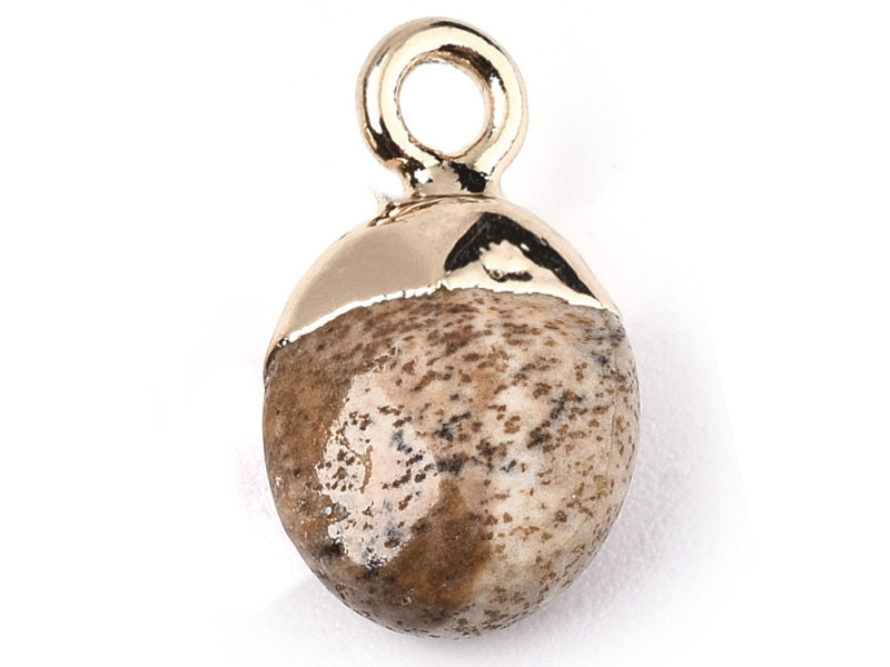 Acheter Pendentif en pierre naturelle - jaspe marron - ovale - 15 x 8 mm - 2,49 € en ligne sur La Petite Epicerie - Loisirs c...