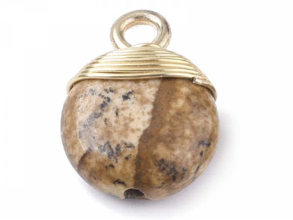 Acheter Pendentif en pierre naturelle - jaspe - rond - 15 x 11 mm - 2,99 € en ligne sur La Petite Epicerie - Loisirs créatifs