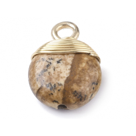 Acheter Pendentif en pierre naturelle - jaspe - rond - 15 x 11 mm - 2,99 € en ligne sur La Petite Epicerie - Loisirs créatifs