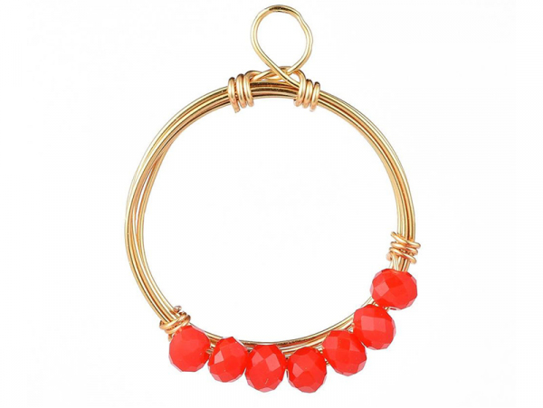 Acheter Pendentif rond avec perles à facettes - rouge - Doré à l'or fin 18K - 1,19 € en ligne sur La Petite Epicerie - Loisir...
