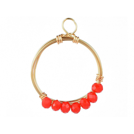 Acheter Pendentif rond avec perles à facettes - rouge - Doré à l'or fin 18K - 1,19 € en ligne sur La Petite Epicerie - Loisir...