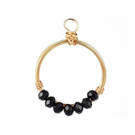 Acheter Pendentif rond avec perles à facettes - noir - Doré à l'or fin 18K - 1,19 € en ligne sur La Petite Epicerie - Loisirs...