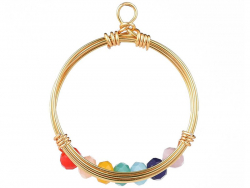 Acheter Pendentif rond avec perles à facettes - multicolore - Doré à l'or fin 18K - 1,19 € en ligne sur La Petite Epicerie - ...