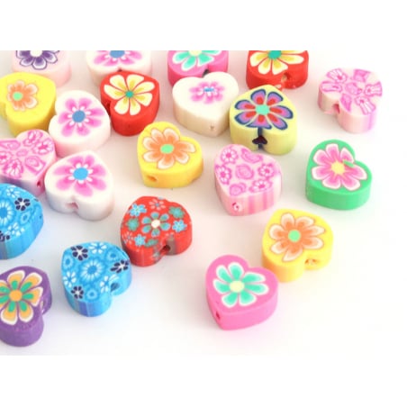 Acheter 20 perles en pâte polymère - cœurs effet millefiori - multicolore - 1,99 € en ligne sur La Petite Epicerie - Loisirs ...