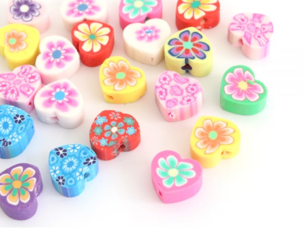 Acheter 20 perles en pâte polymère - cœurs effet millefiori - multicolore - 1,99 € en ligne sur La Petite Epicerie - Loisirs ...
