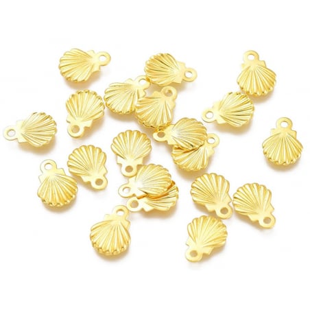 Acheter 10 mini breloques / pendentifs mini coquillages - 7,5 mm - acier inoxydable doré - 1,99 € en ligne sur La Petite Epic...