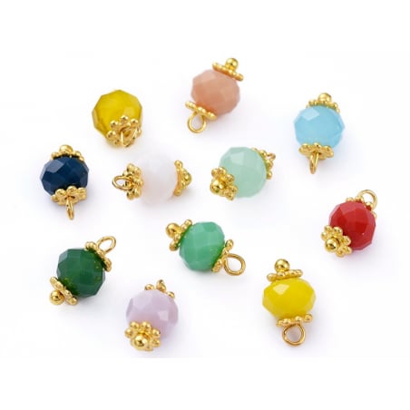 Acheter 10 pendentifs / intercalaires - perles multicolores à facettes - 6 mm - 1,19 € en ligne sur La Petite Epicerie - Lois...