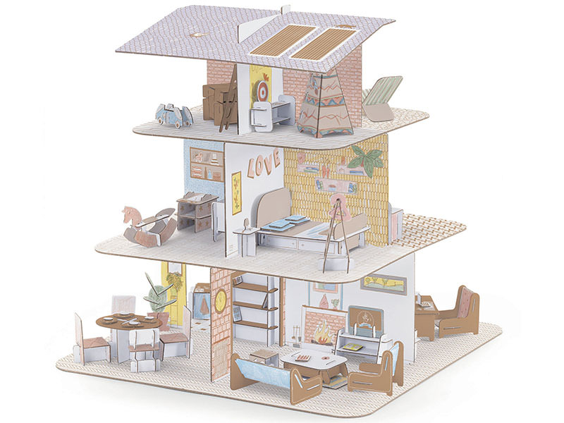 OMY  Mini maison en carton à colorier