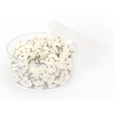 Acheter Boite de perles rondelles heishi 6 mm - blanc tacheté noir imitation pierre - 1,99 € en ligne sur La Petite Epicerie ...