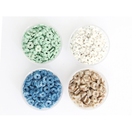 Acheter Boite de perles rondelles heishi 6 mm - blanc tacheté noir imitation pierre - 1,99 € en ligne sur La Petite Epicerie ...