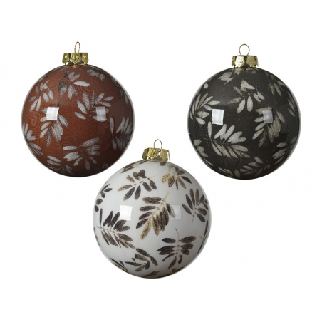 Acheter Boule de Noël - Marron foncé - décoration feuilles - 8 cm - 2,49 € en ligne sur La Petite Epicerie - Loisirs créatifs