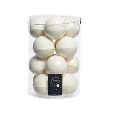 Acheter 16 boules de Noël en verre blanc brillant - 8 cm - 19,99 € en ligne sur La Petite Epicerie - Loisirs créatifs
