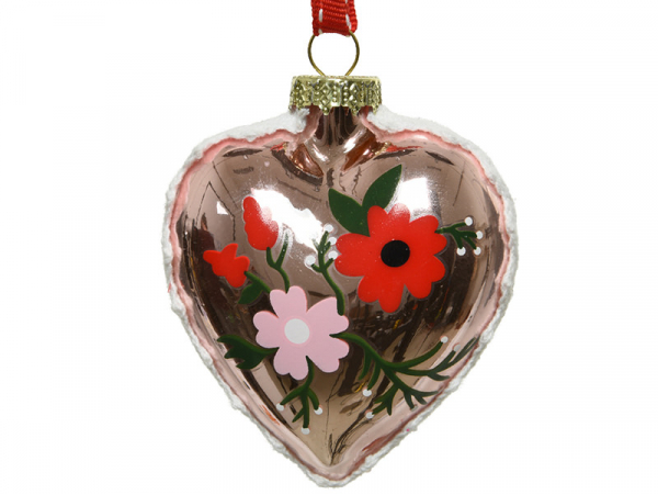 Acheter Boule de Noël - cœur décoré à motif fleurs - 3,99 € en ligne sur La Petite Epicerie - Loisirs créatifs