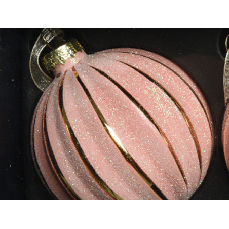 Acheter Boule de Noël - rose à liseré doré - 8 cm - 3,49 € en ligne sur La Petite Epicerie - Loisirs créatifs