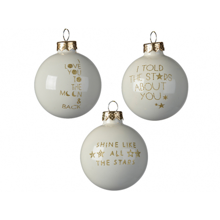 Acheter Boule de Noël blanche en verre - I told the stars about you - 6 cm - 2,29 € en ligne sur La Petite Epicerie - Loisirs...