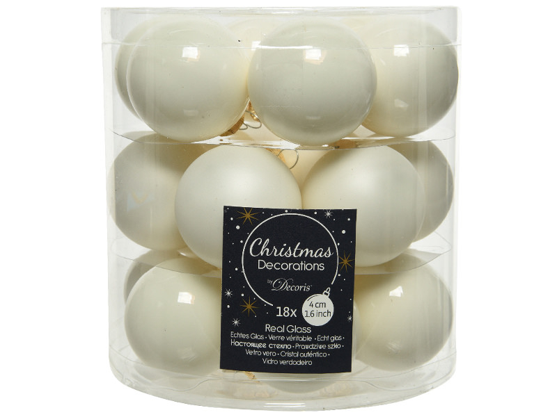 Acheter 18 boules de Noël - blanc reflets dorés - 4 cm - 7,99 € en ligne sur La Petite Epicerie - Loisirs créatifs