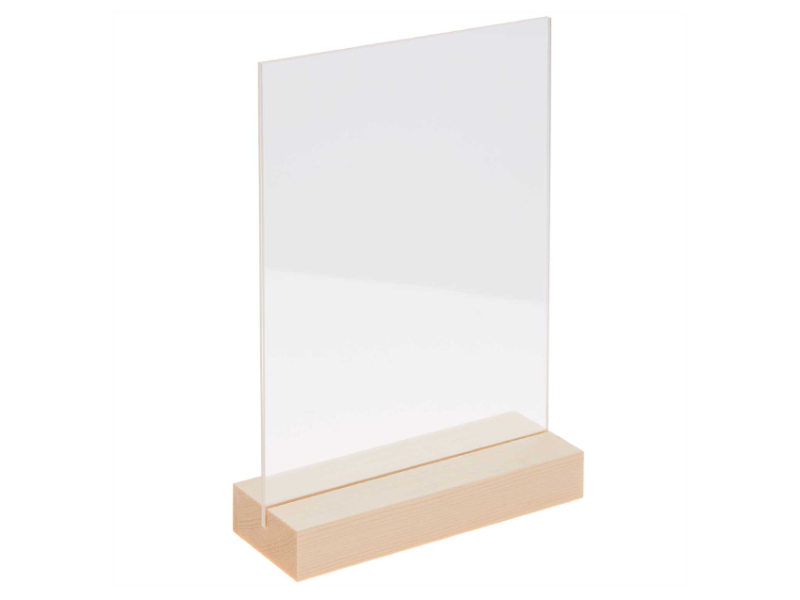 Support en bois blanc cadre transparent en acrylique