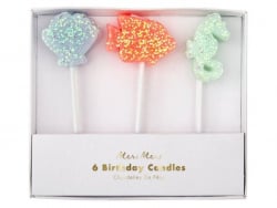 Acheter 6 petites bougies d'anniversaire univers maritime à paillettes - 9,99 € en ligne sur La Petite Epicerie - Loisirs cré...