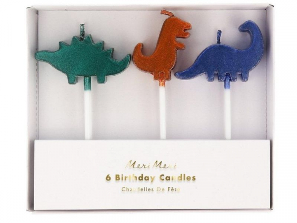 Acheter 6 petites bougies d'anniversaire dinosaures métallisés - 9,99 € en ligne sur La Petite Epicerie - Loisirs créatifs